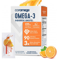 Dầu cá Coromega Omega-3 Orange Squeeze hộp 90 gói x 2.5gr